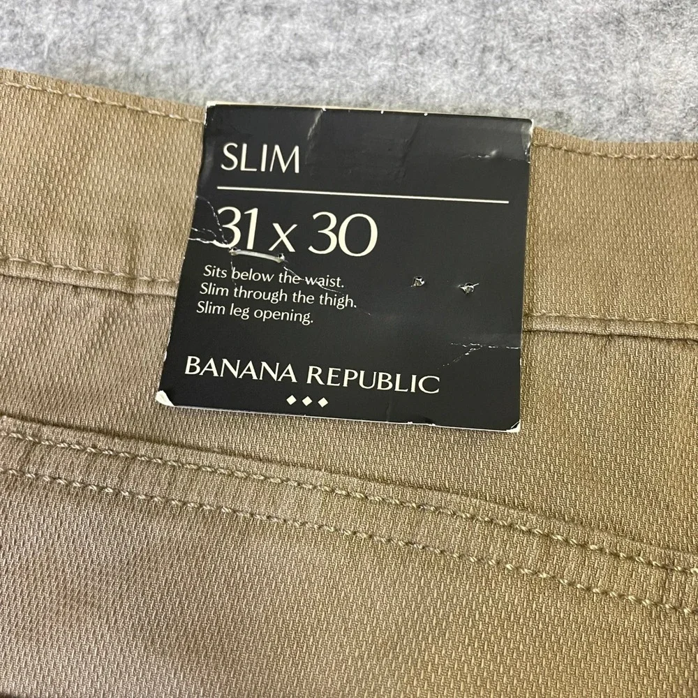 NEW Banana Republic Slim Fit Khaki Tan Textured Pants 31x30 Casual Travel